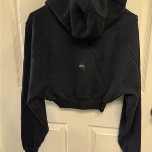 ALO Yoga Black Cropped Hooded Sweatshirt